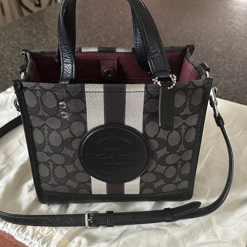Coach Dempsey 22 Signature Jacquard Canvas and Leather Tote